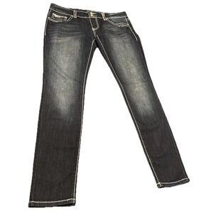 Vanity Premium Collection Women's Dark Wash Jeans Slim Straight 36x32 Sequins